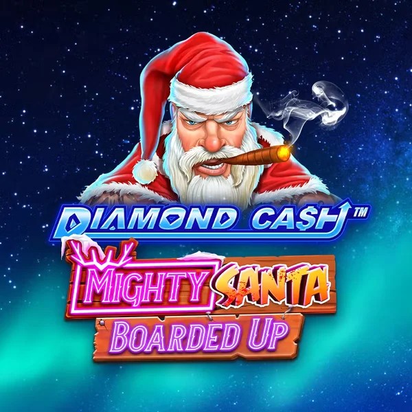 Diamond Cash Mighty Santa Boarded Up slot visual from Greentube available on boomzino-casino.eu