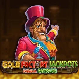 Gold Factory Jackpots Mega Moolah game by Aurum Signature Studios – logo hosted on Boomzino Casino