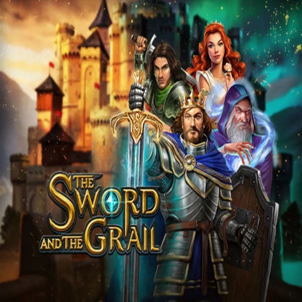 The Sword and the Grail slot logo by Play'n GO at Boomzino Casino